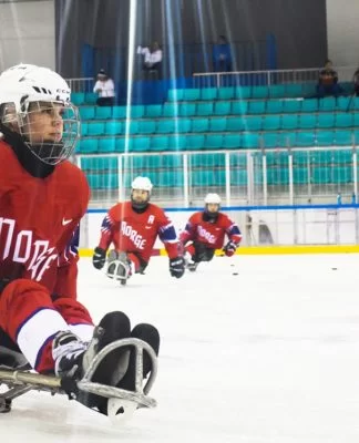 Lena Schroeder NOR in action during her Ice Hockey team's practice at the Gangneung Hockey Centre. Schroeder is the only female among 135 Ice Hockey players at the PyeongChang 2018 Paralympic Winter Games. The Paralympic Winter Games, PyeongChang, South Korea, Wednesday 7th March 2018. Photo: Joel Marklund for OIS/IOC. Handout image supplied by OIS/IOC