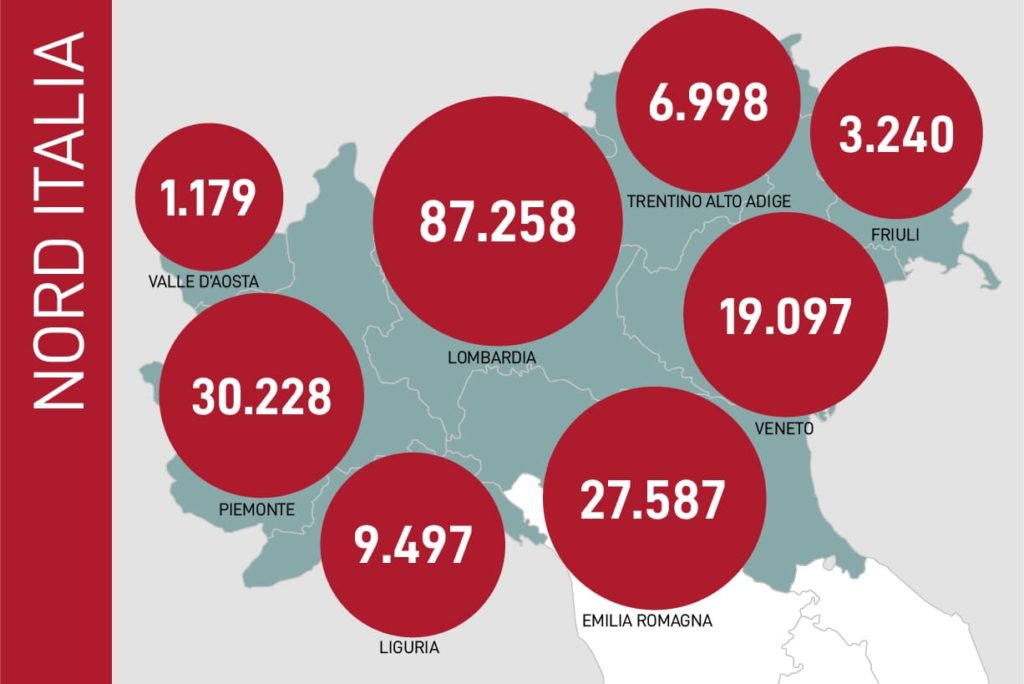 dati contagi coronavirus nord italia 25 maggio 2020
