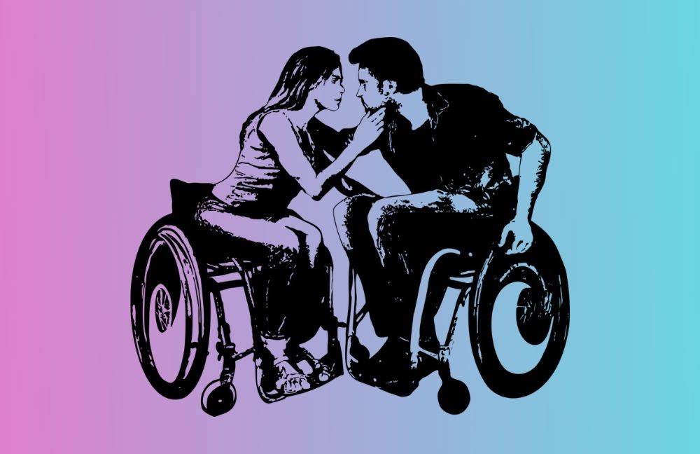 due persone si baciano per esprimere binomio sessualità disabilità