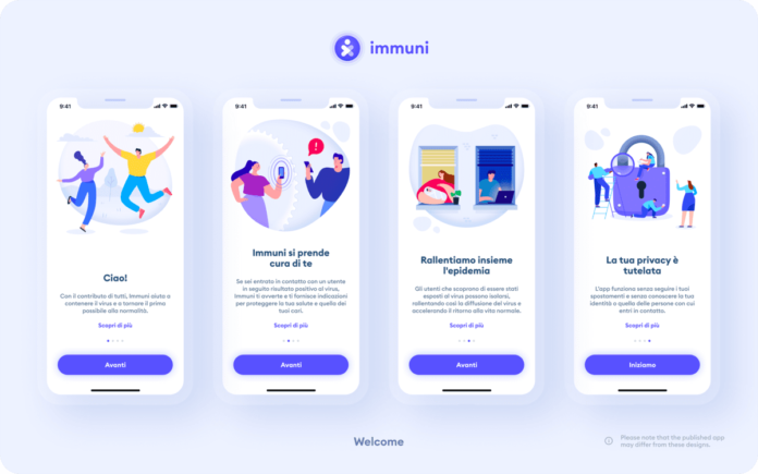 interfaccia app immuni