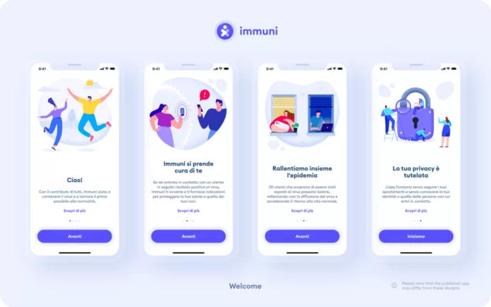 interfaccia app immuni