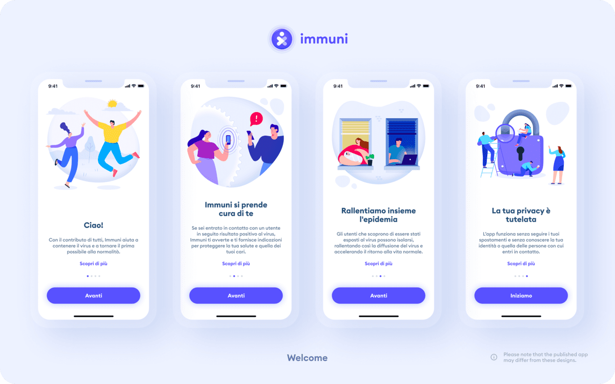 interfaccia app immuni