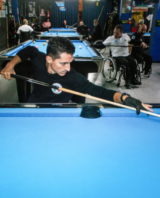 wheelchair biliard player