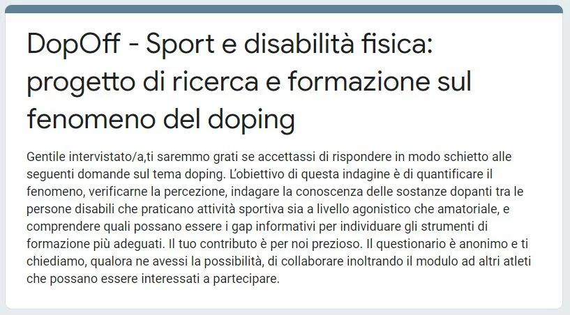 sport per disabili ricerca doping