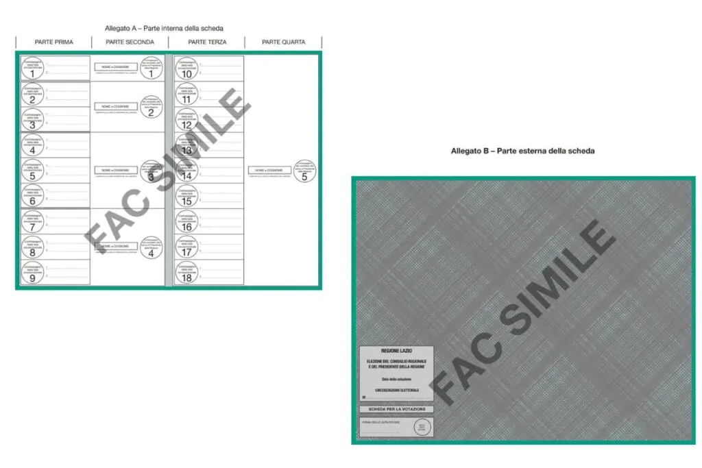 scheda elettorale elezioni regionali lazio 2023
