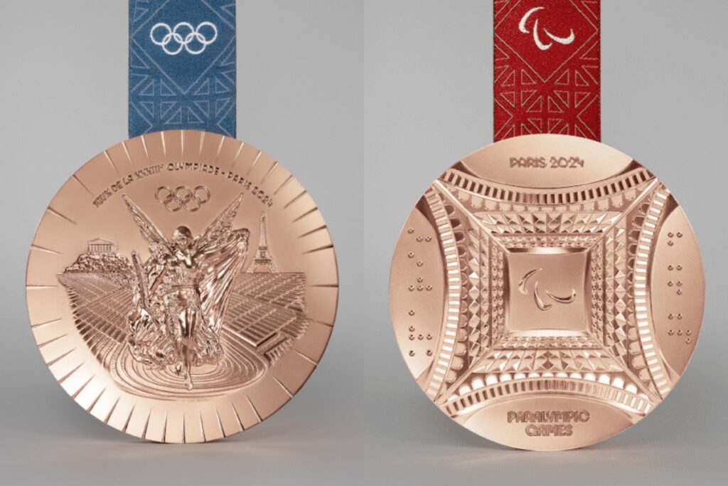 retro medaglie olimpiadi e paralimpiadi parigi 2024