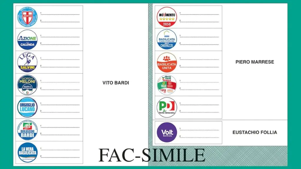 fac simile elezioni regionali basilicata 2024