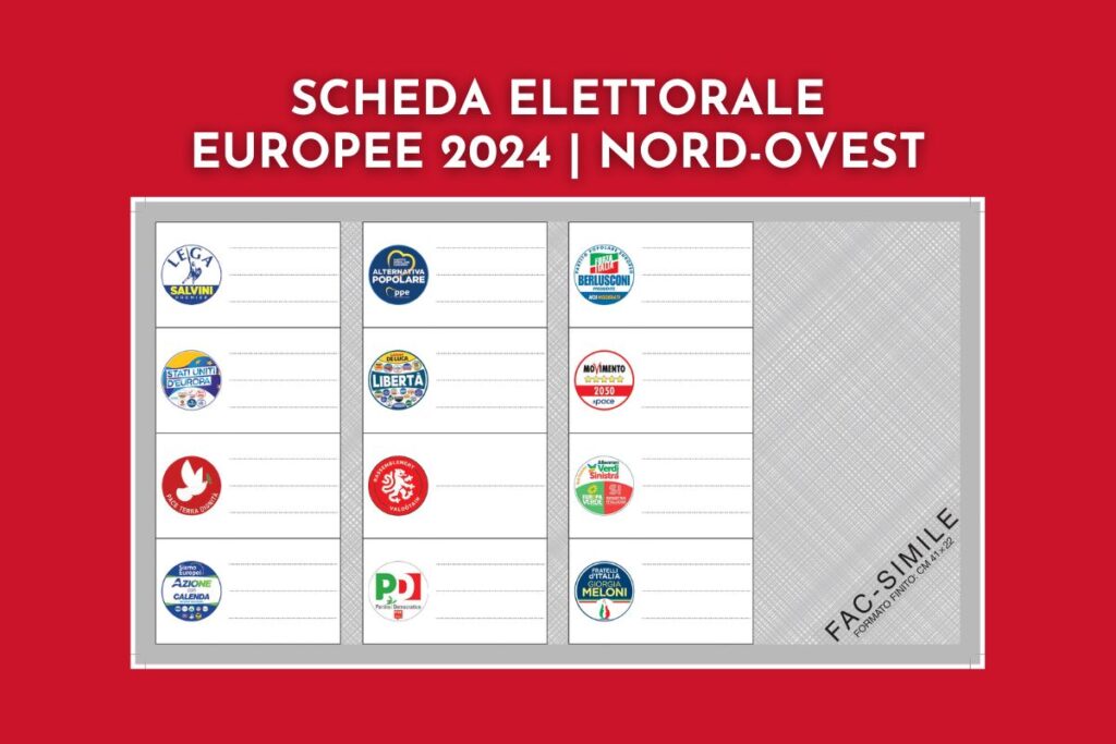 scheda elezioni europee 2024 nord ovest