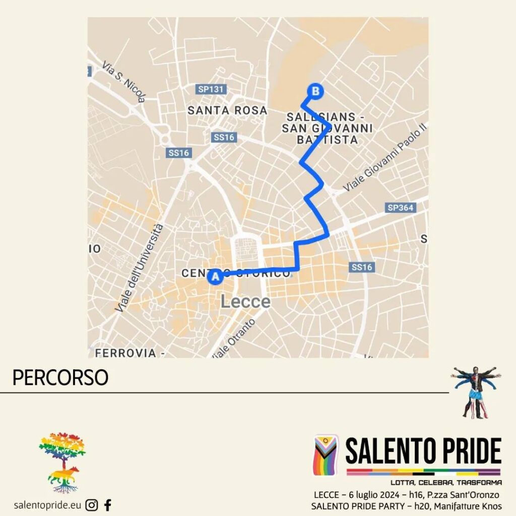 percorso salento pride 2024 a lecce