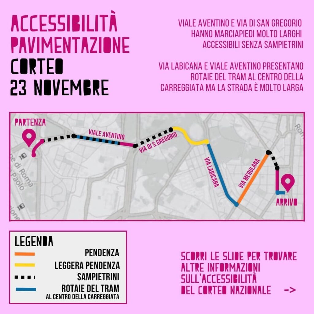 mappa percorso manifestazione contro violenza donne roma 2024