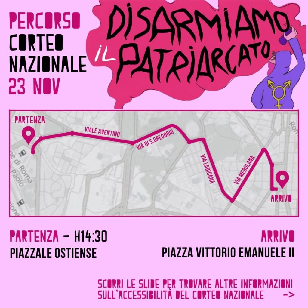 mappa percorso roma 2024 manifestazione contro violenza donne roma